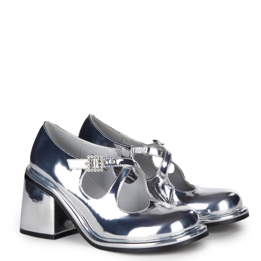 Dolls Kill Total Vengeance Mary Jane Heels – Silver, Size 8 – NEW - Picture 6 of 9